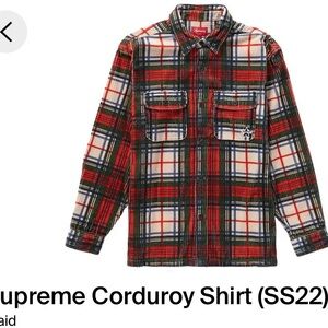 Supreme Plaid Corduroy Shirt SS22 NWT RARE